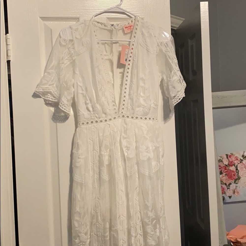 Boho white long maxi dress
